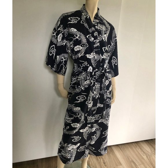 Mens Robe, Size Large, Year of the Dragon Vintage Loungewear - Picture 4 of 10